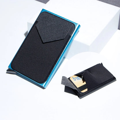 Aluminium alloy anti-theft multi card holder with lycra cloth strap in various colours