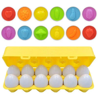 Educational smart egg toy for children, featuring 12 colourful eggs for shape and colour matching