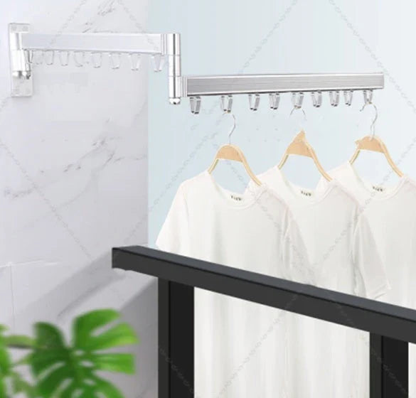 Folding Clothes Drying Rack made of rust-resistant aluminum alloy, featuring a sturdy triangle frame and track system for secure drying