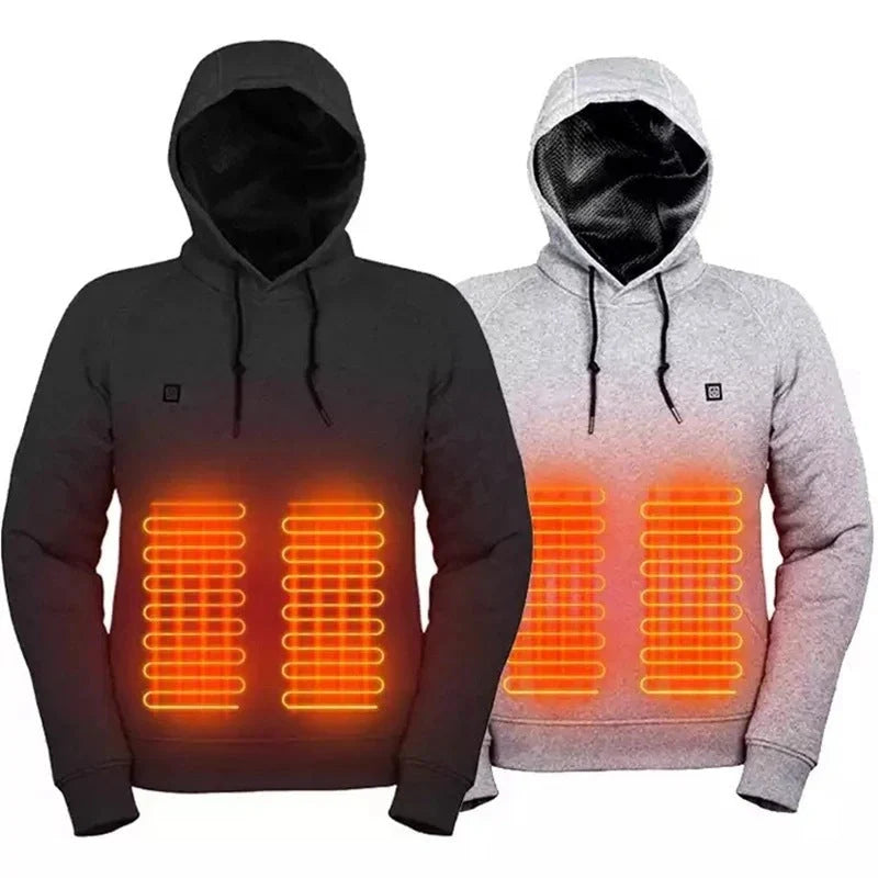 2024 Outdoor Electric USB Heating Jacket in black and grey with adjustable warmth settings