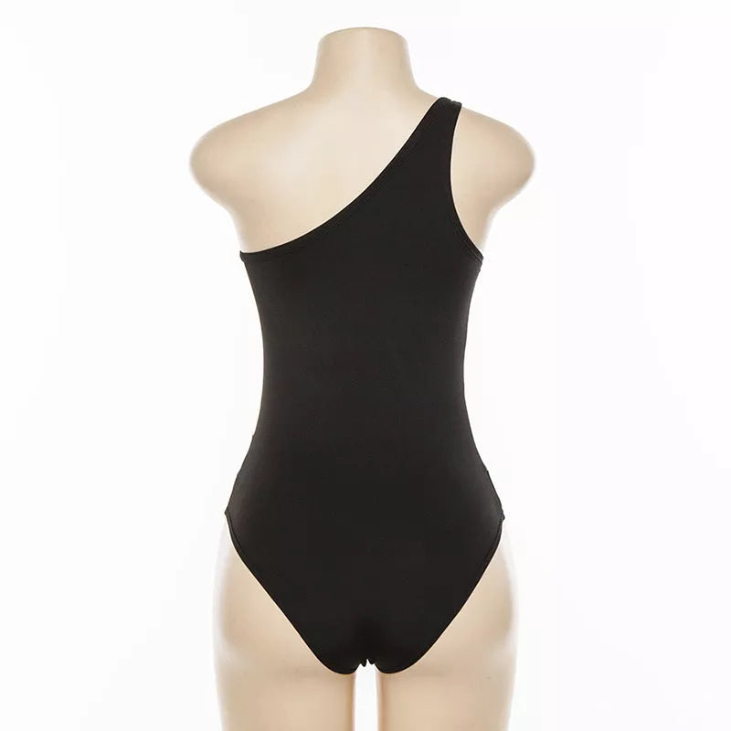 Women's black mesh one-piece swimsuit with built-in chest pad for support