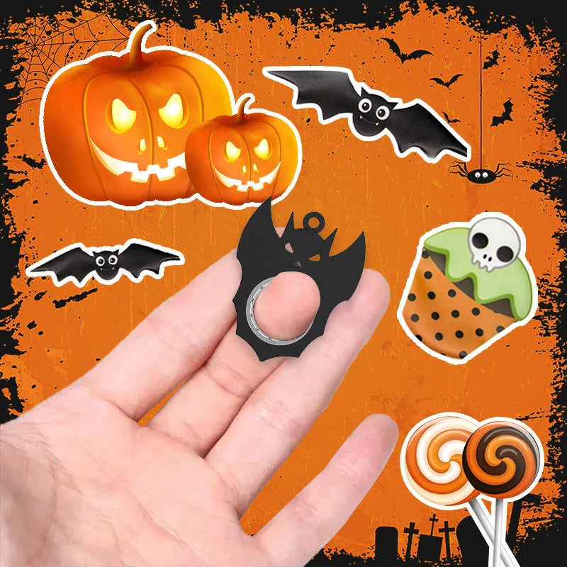 Halloween Bat Demon Ghost Keychain Fidget Spinner Toy - Black