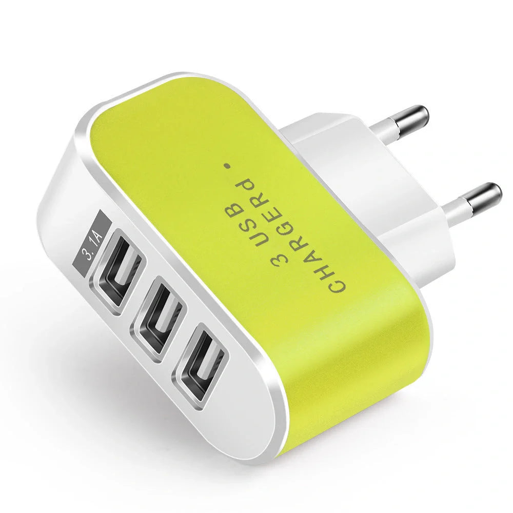 3USB Candy Charger with luminous indicator for European sockets