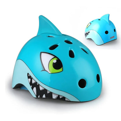 Child wearing Roller Skating Balancer Helmet with shark design for safety and style