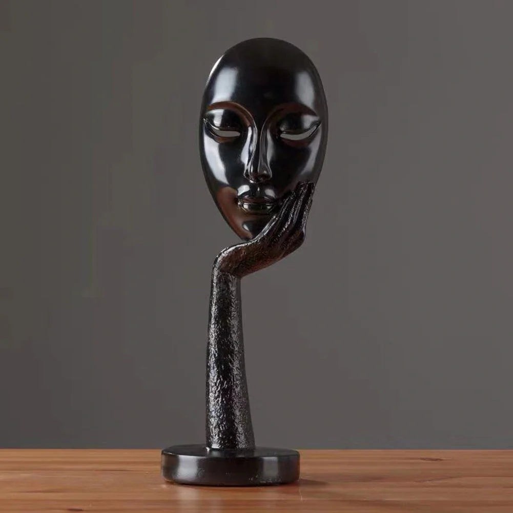 Nordic abstract art thinker lady mask figurine resin statue for home and office decoration