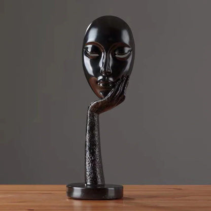 Nordic abstract art thinker lady mask figurine resin statue for home and office decoration
