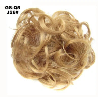 Synthetic wavy curly messy hair bun for women, 12cm diameter, high temperature wire