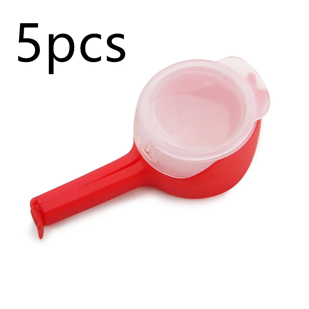 Premium food preservation clip with airtight seal and wide pouring spout to keep snacks fresh