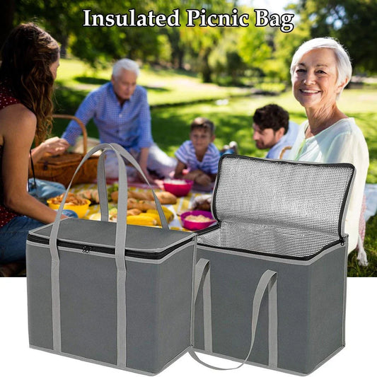 Insulated lunch bag made of non-woven fabric and aluminum foil, designed for outdoor adventures, picnics, and work
