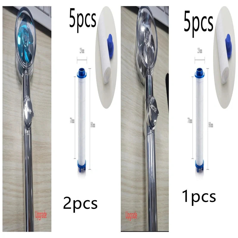 Turbo Propeller Shower Head in various colours with 360-degree fan extension