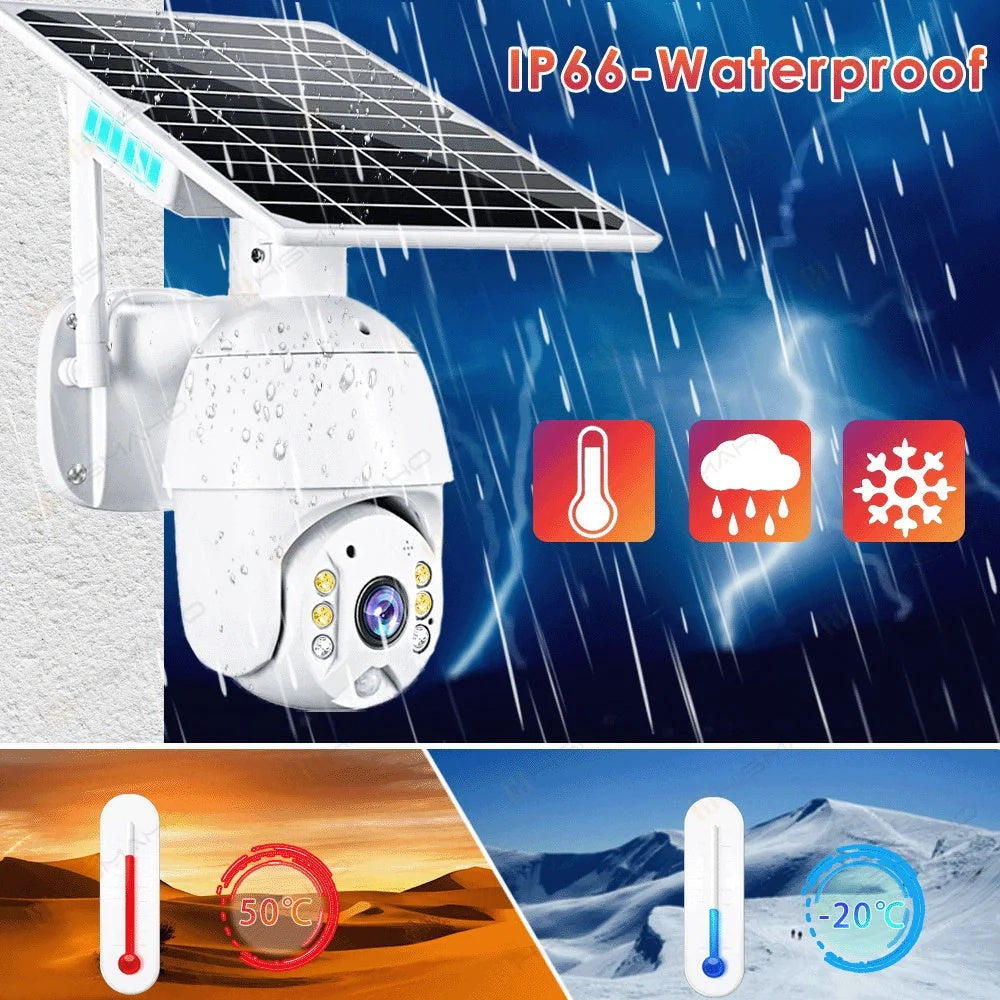 Solar-powered 4G security camera with 1080P resolution and night vision