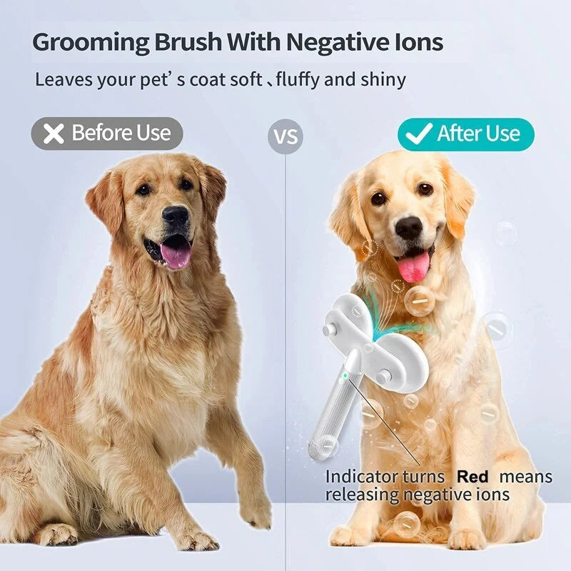 Double-headed negative ion pet brush with self-cleaning feature in various colours