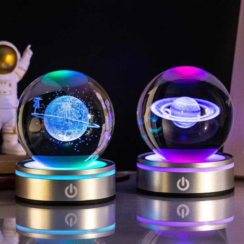 Captivating 3D crystal night lamp with intricate patterns and warm, soothing LED illumination for enchanting home decor