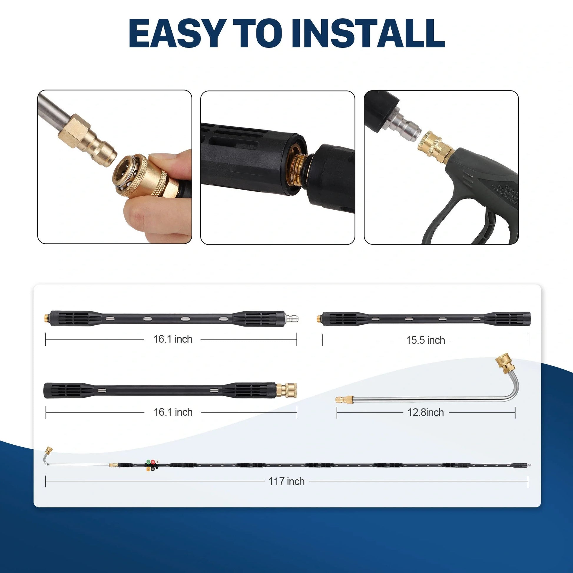 Premium high-pressure gutter cleaner with 110-inch stainless steel rod for efficient drain, gutter, and eaves cleaning