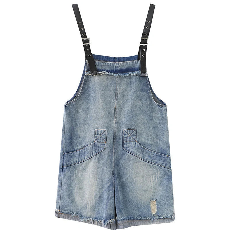 Stylish denim suspenders for women, perfect for plus-size fashion enthusiasts