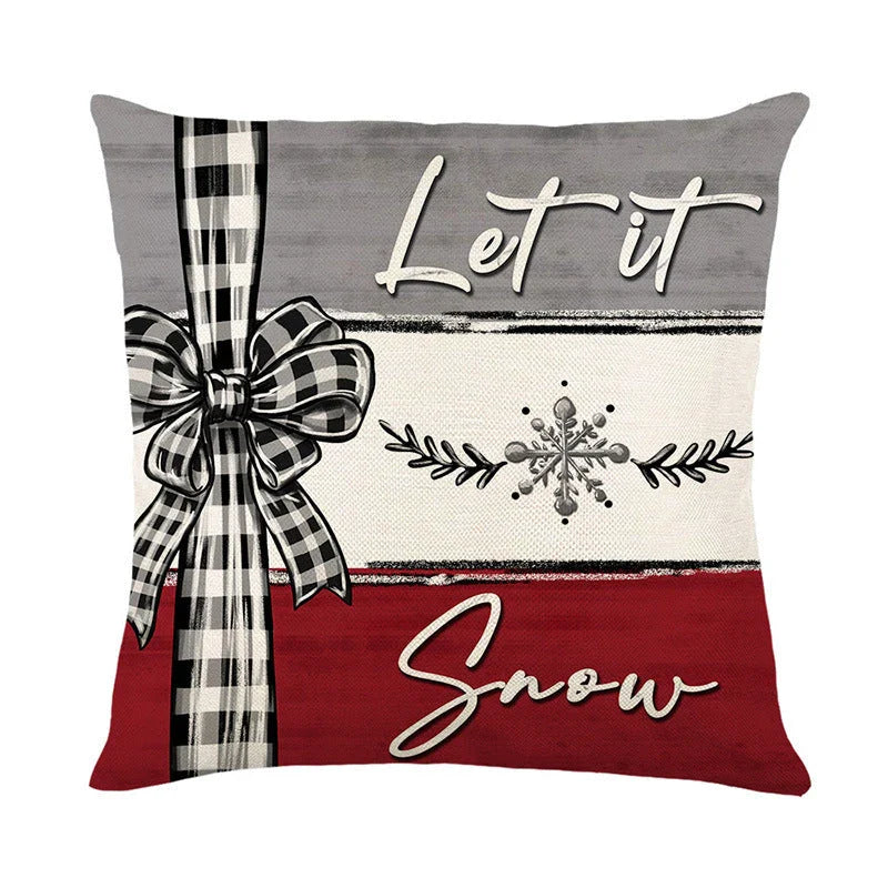 Festive Christmas throw pillow cover with a variety of vibrant holiday designs, perfect for cozy and cheerful home decor