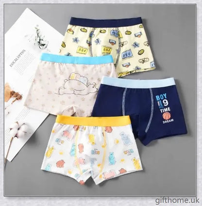 Boys' Flat Corner Fine Shuttle Cotton Underwear in various sizes and colours, featuring a sleek design and premium cotton construction.