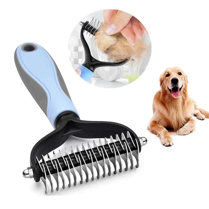 Premium Pet Deshedding Tool - Stainless Steel Dog & Cat Grooming Brush