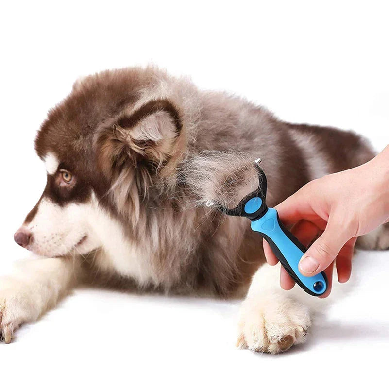 Premium Pet Deshedding Tool - Stainless Steel Dog & Cat Grooming Brush