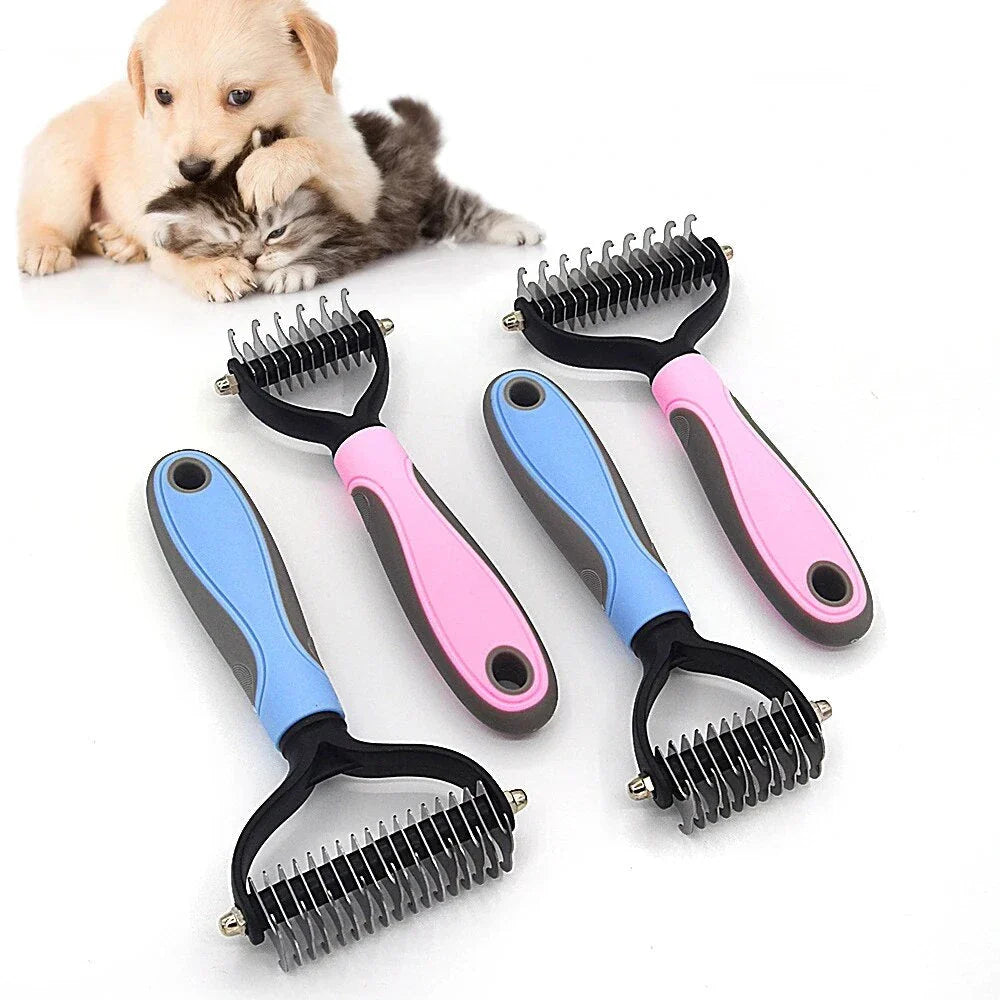 Premium Pet Deshedding Tool - Stainless Steel Dog & Cat Grooming Brush