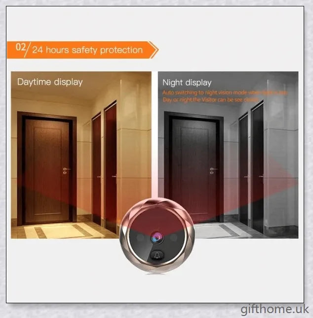 Doorbell Peephole Camera with LCD display, wide-angle lens, and night vision capabilities