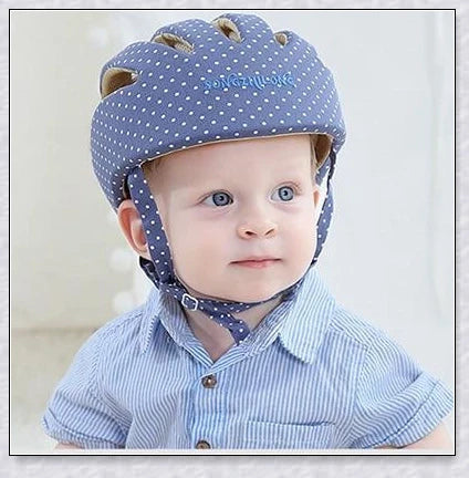 Heavy-duty baby flat head protector helmet in various colours, featuring breathable cotton material, adjustable straps, and shock-absorbing cushions for ultimate safety and comfort.