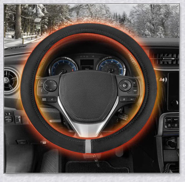 Warm and cosy heated steering wheel cover for comfortable winter driving
