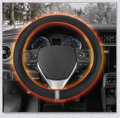 Warm and cosy heated steering wheel cover for comfortable winter driving