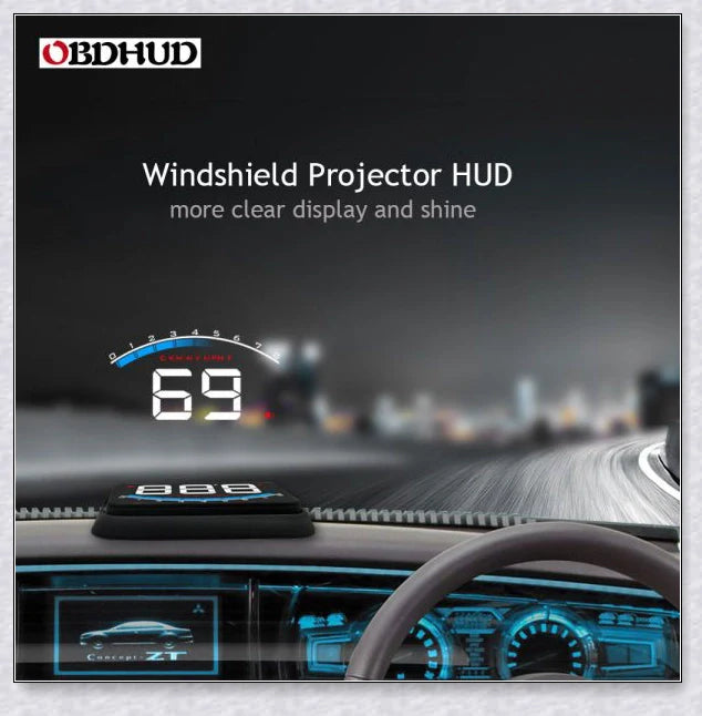 Windshield Speedometer Projector displaying driving data on car windshield