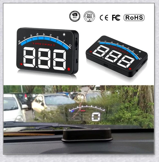 Windshield Speedometer Projector displaying driving data on car windshield