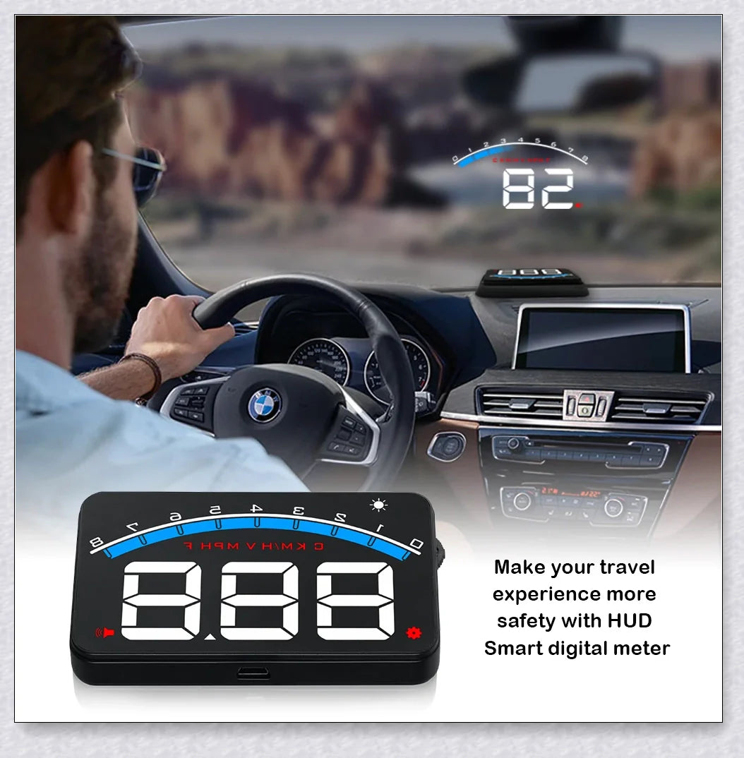 Windshield Speedometer Projector displaying driving data on car windshield