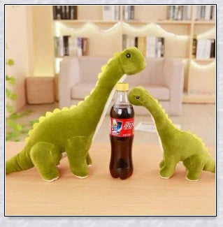 A plush Brachiosaurus dinosaur with a long neck, soft and cuddly body, and intricate details