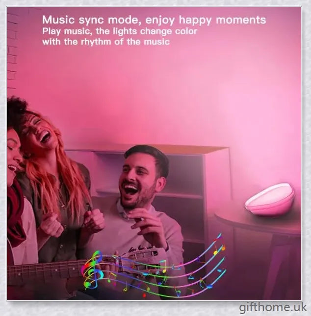 A modern night light with 16 colour options, Wifi connectivity, and app control for a captivating, ambient glow in any room.