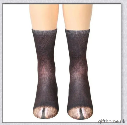 Colourful 3D animal paw print socks with cute cat claws design, unisex long socks for adults