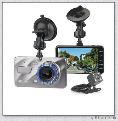 Front and Rear Dual Dash Cam Surveillance System with 1080P HD Video, 170-Degree Wide Angle Lens, and G-Sensor
