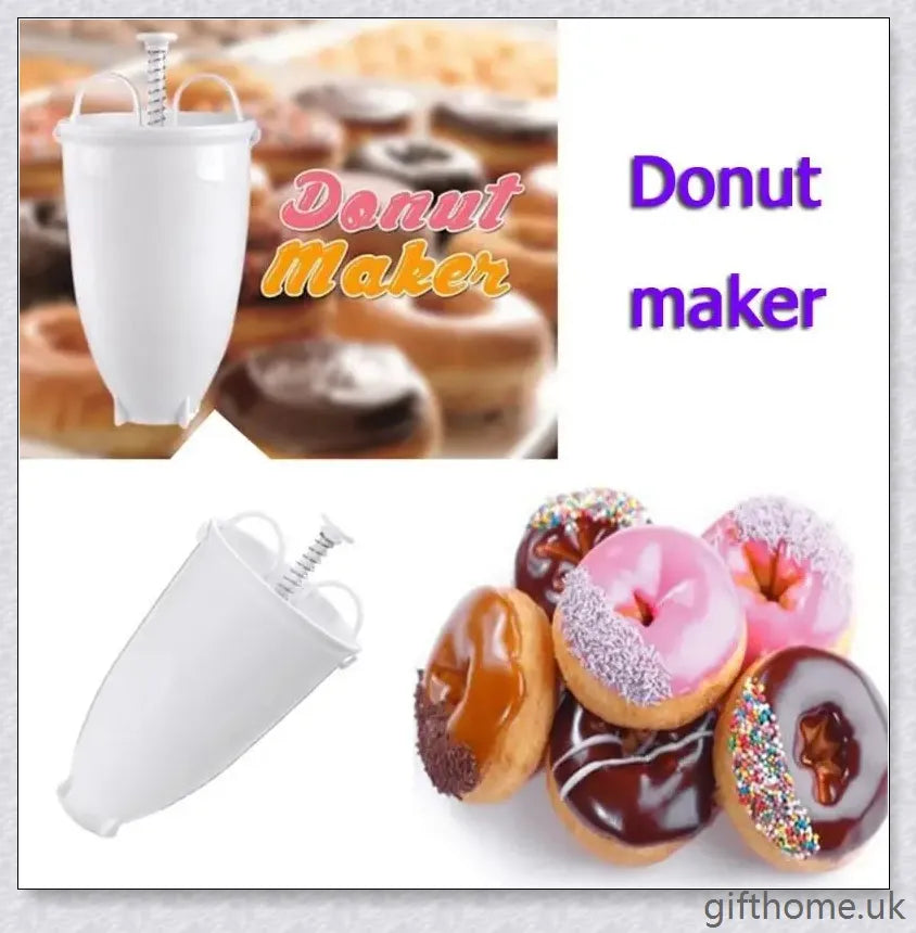 A white and stainless steel donut maker that can create full-size or mini donuts with ease