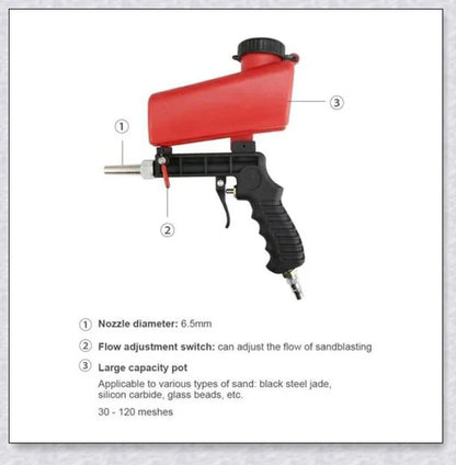 Portable sand blaster with adjustable airflow, suitable for rust removal, polishing, and surface cleaning
