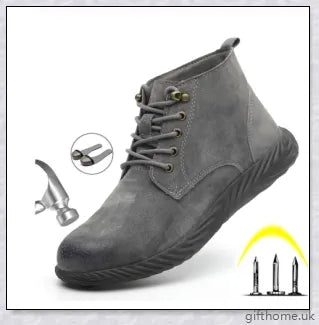 Premium anti-smashing and anti-puncture outdoor shoes made with breathable leather and durable construction for superior protection and comfort