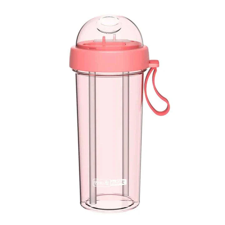 Dual-use water bottle with green colour and detachable straw for on-the-go hydration