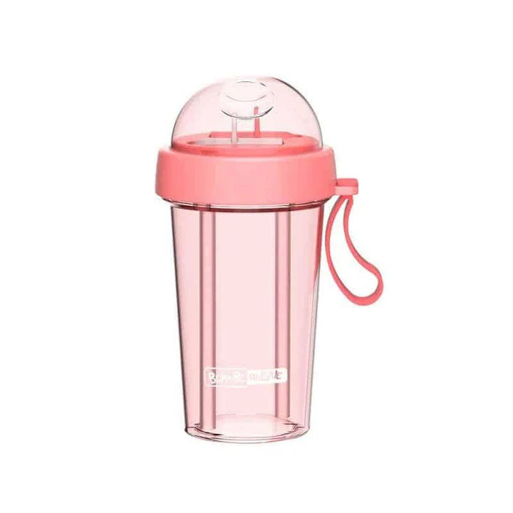 Dual-use water bottle with green colour and detachable straw for on-the-go hydration