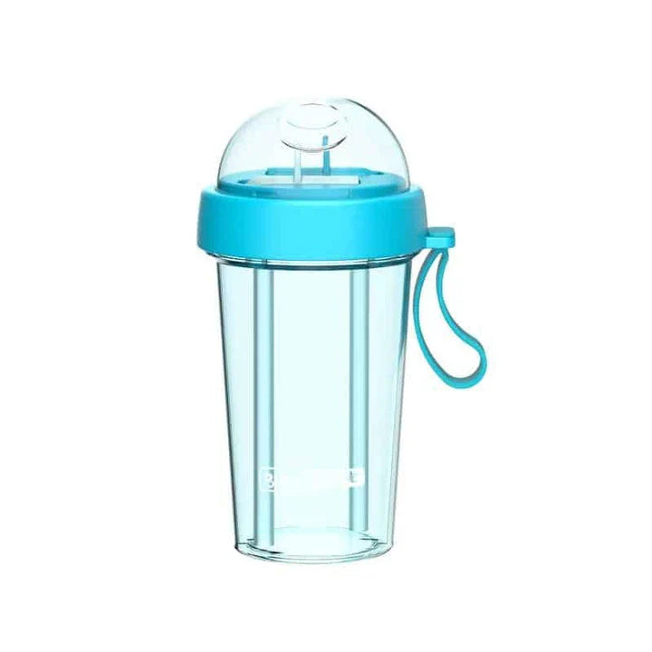 Dual-use water bottle with green colour and detachable straw for on-the-go hydration