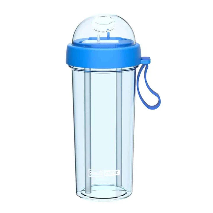 Dual-use water bottle with green colour and detachable straw for on-the-go hydration