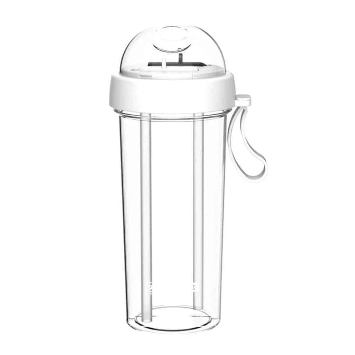 Dual-use water bottle with green colour and detachable straw for on-the-go hydration