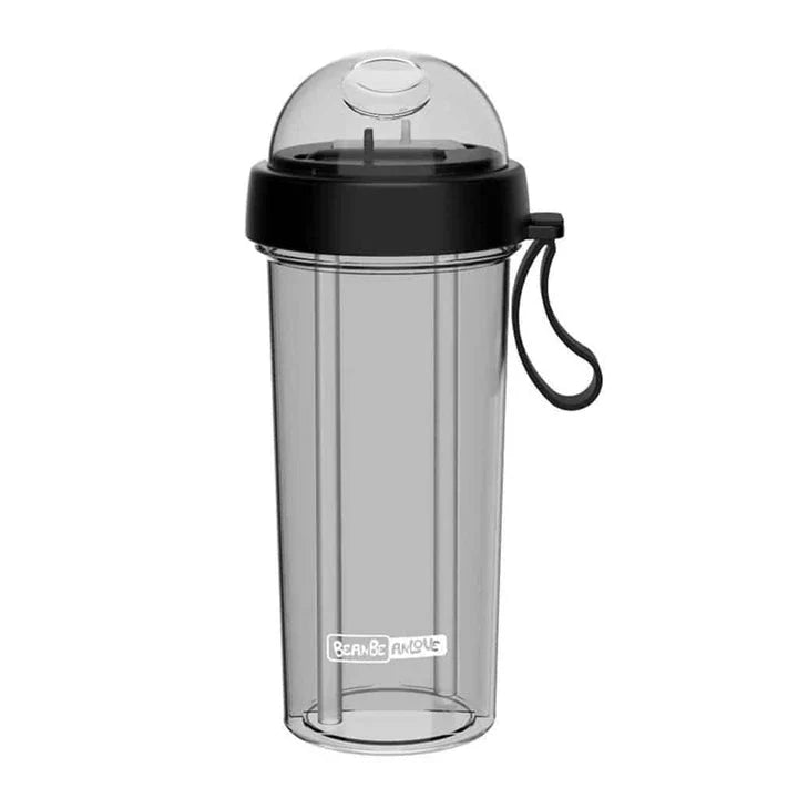 Dual-use water bottle with green colour and detachable straw for on-the-go hydration