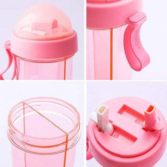 Dual-use water bottle with green colour and detachable straw for on-the-go hydration