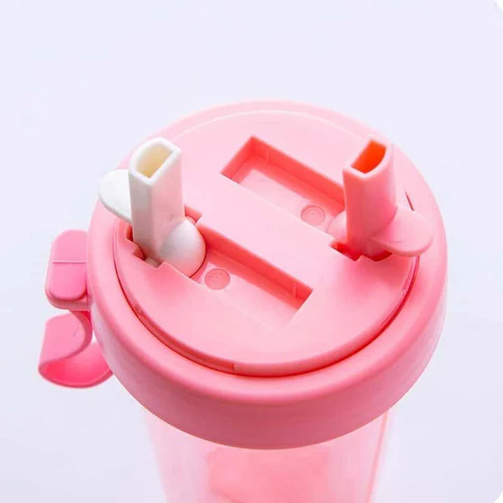 Dual-use water bottle with green colour and detachable straw for on-the-go hydration