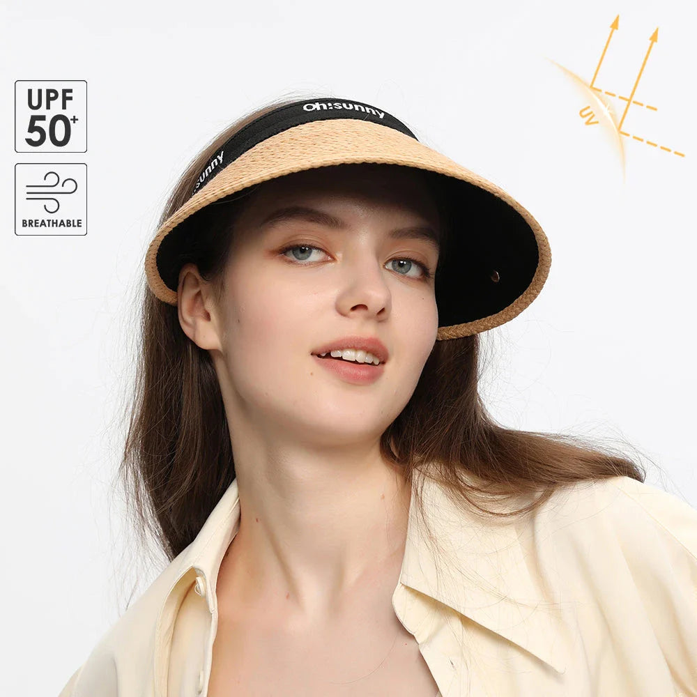 Adjustable sun visor hat with wide brim for maximum UV protection and comfortable, versatile wear