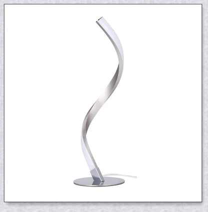 Stylish modern spiral table lamp with adjustable brightness and three colour modes