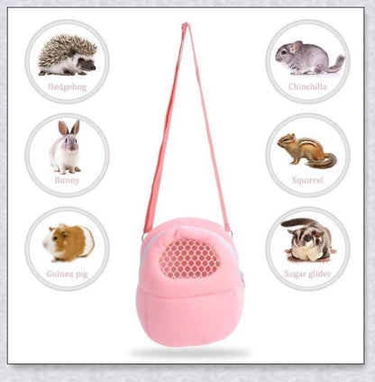 Soft, sponge-padded Rabbit Travel Carrier with breathable mesh top and adjustable shoulder strap for comfortable, hands-free transport of small pets.