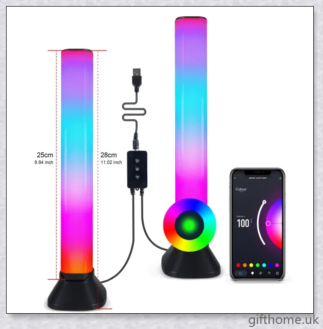 Bluetooth RGB Music Atmosphere Light with adjustable height and aluminium alloy construction